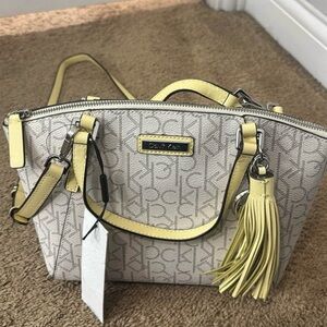 Calvin Klein Cream and Yellow Satchel